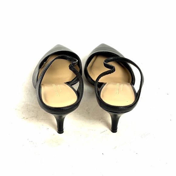 Club Monaco Black Leather Mules Slip On Embossed Crocodile Heels Size 39.5 Italy - Picture 4 of 12